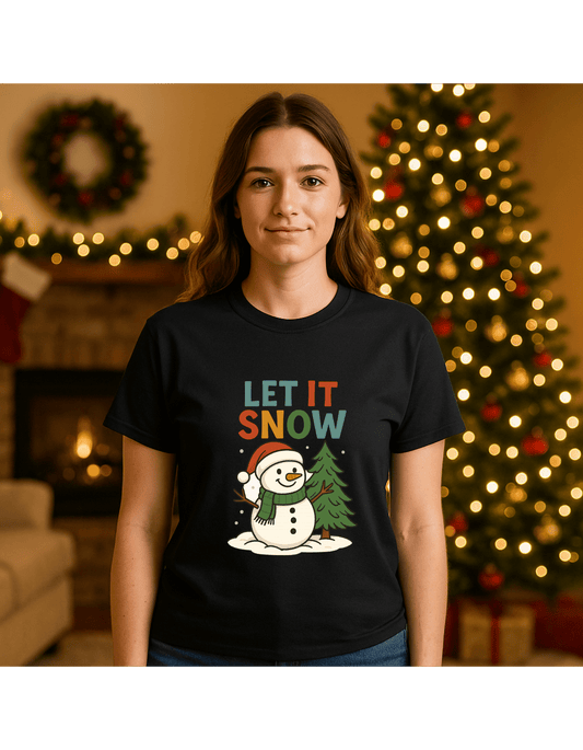 Holiday Snowman Tee - "Let It Snow" Unisex Cotton T-Shirt - Dassle