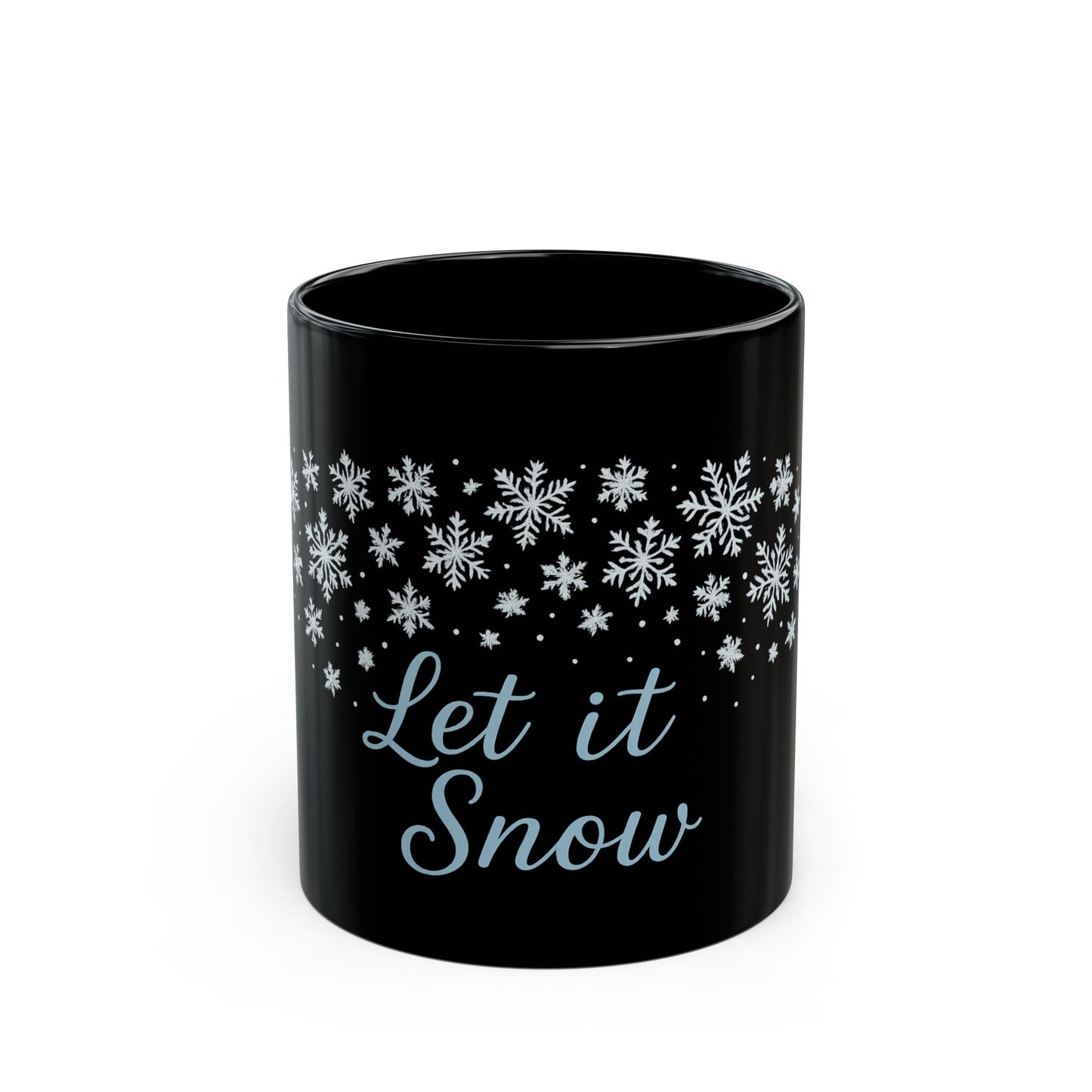Winter Wonderland Black Mug - Let it Snow Ceramic Coffee Cup, Holiday Gift, Seasonal Drinkware, Snowflake Decor - Dassle