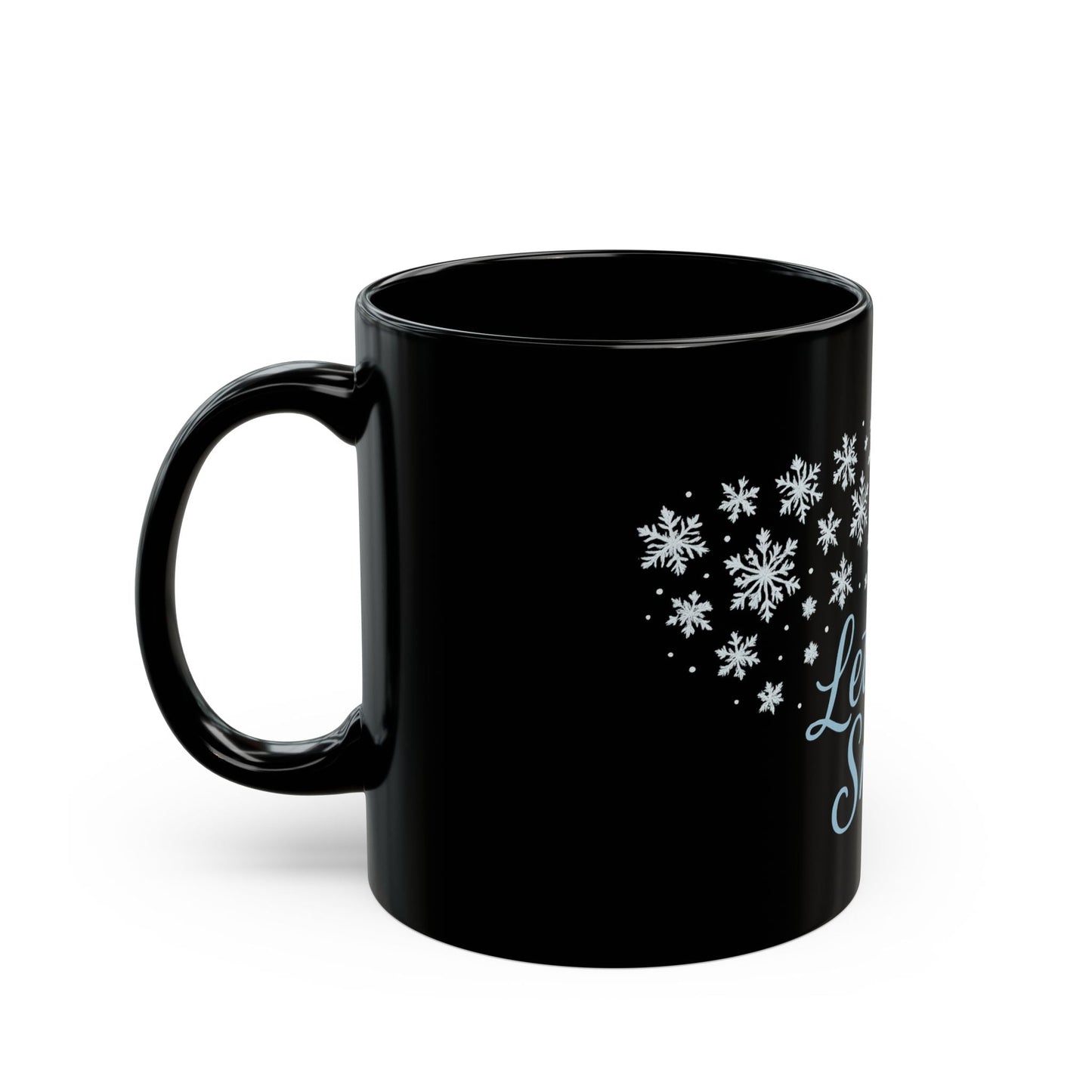 Winter Wonderland Black Mug - Let it Snow Ceramic Coffee Cup, Holiday Gift, Seasonal Drinkware, Snowflake Decor - Dassle