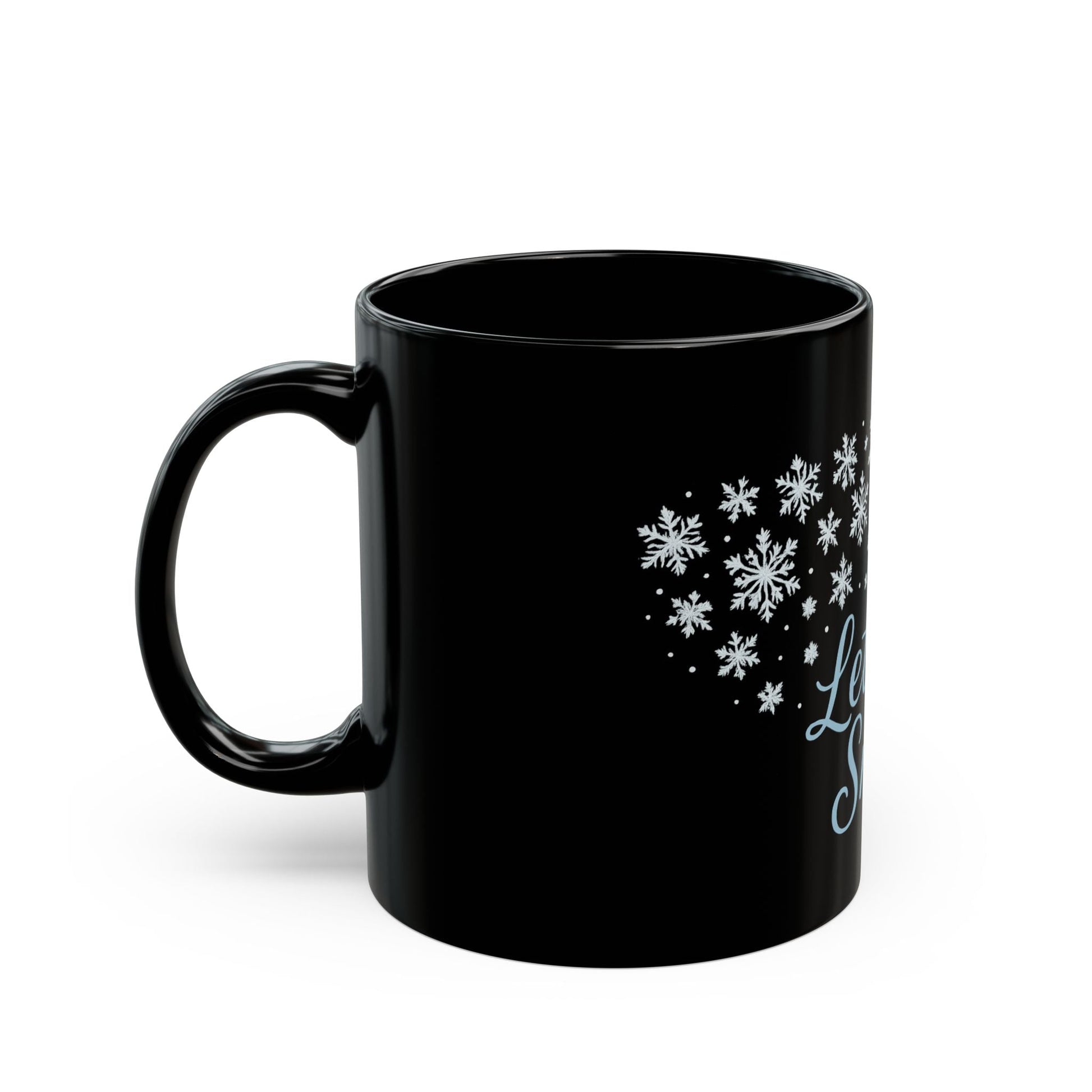 Winter Wonderland Black Mug - Let it Snow Ceramic Coffee Cup, Holiday Gift, Seasonal Drinkware, Snowflake Decor - Dassle