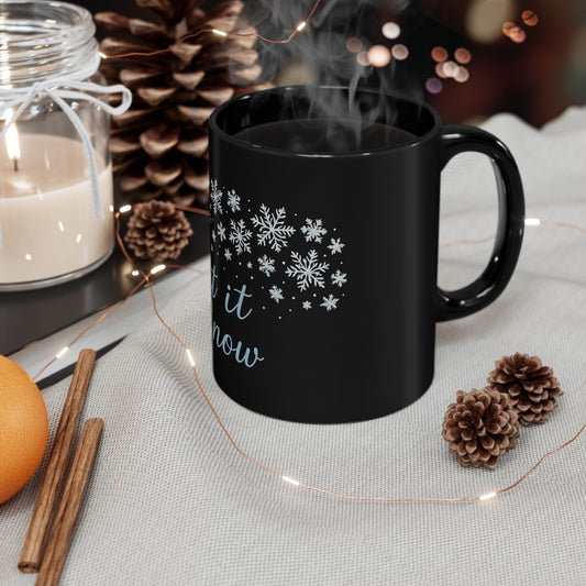 Winter Wonderland Black Mug - Let it Snow Ceramic Coffee Cup, Holiday Gift, Seasonal Drinkware, Snowflake Decor - Dassle