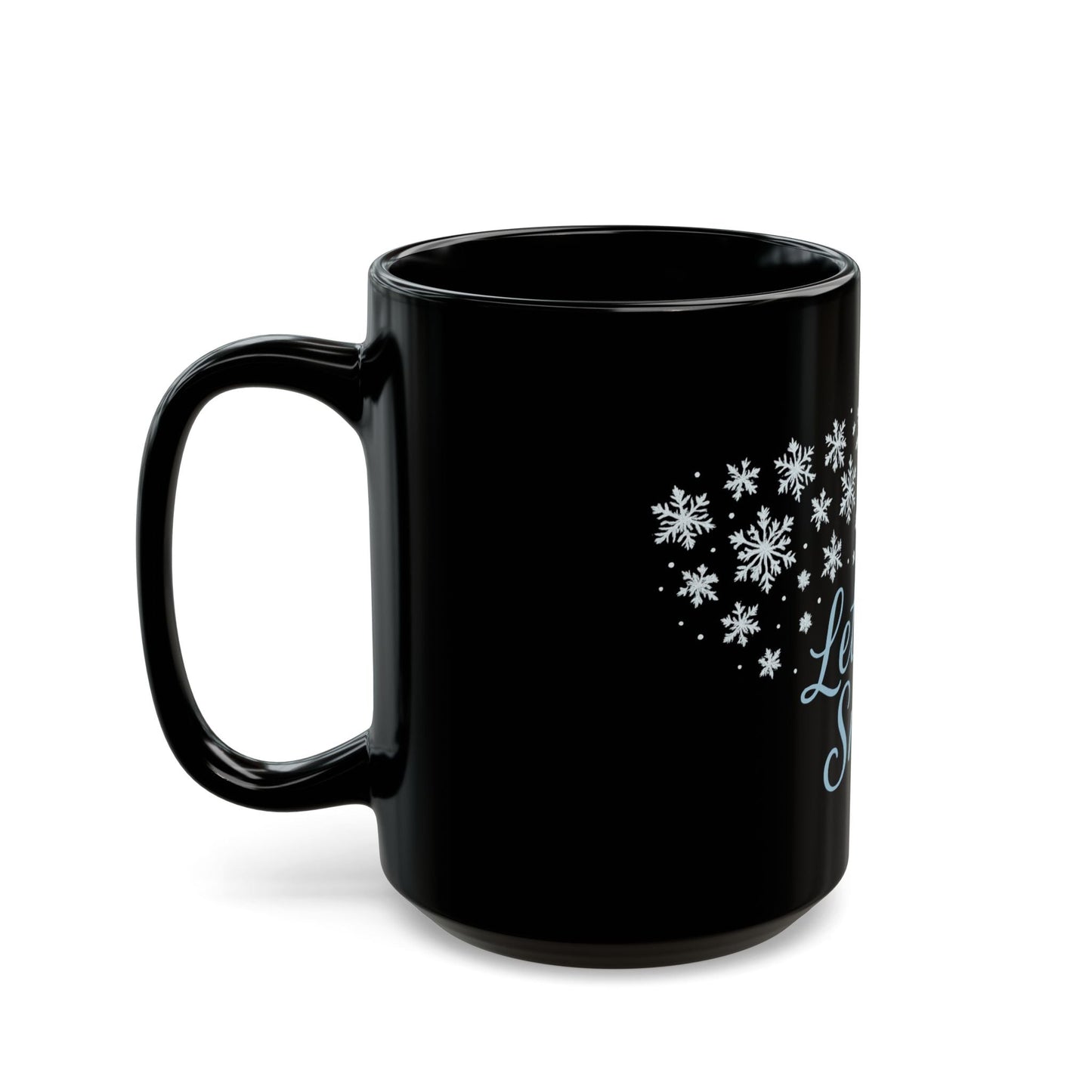 Winter Wonderland Black Mug - Let it Snow Ceramic Coffee Cup, Holiday Gift, Seasonal Drinkware, Snowflake Decor - Dassle