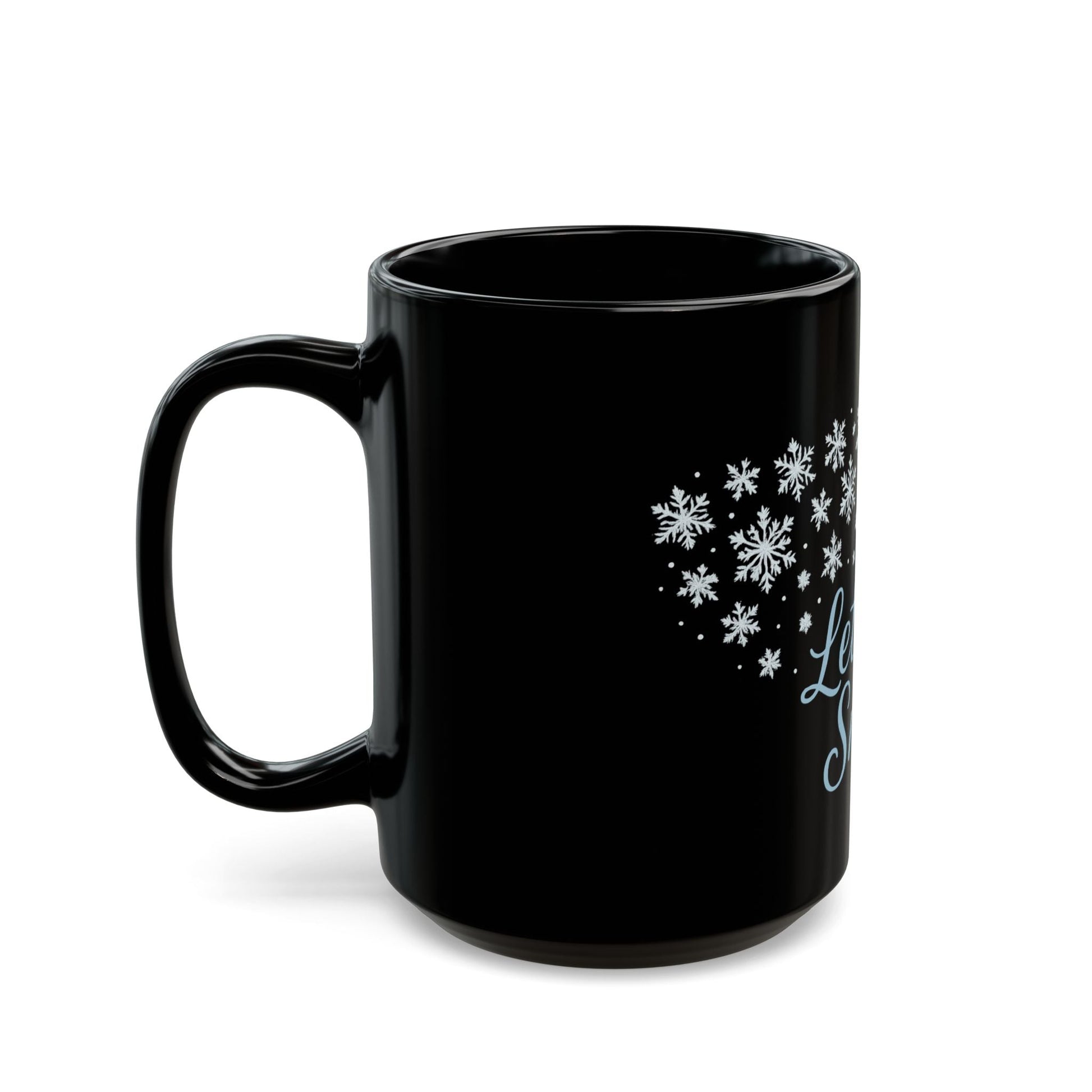 Winter Wonderland Black Mug - Let it Snow Ceramic Coffee Cup, Holiday Gift, Seasonal Drinkware, Snowflake Decor - Dassle