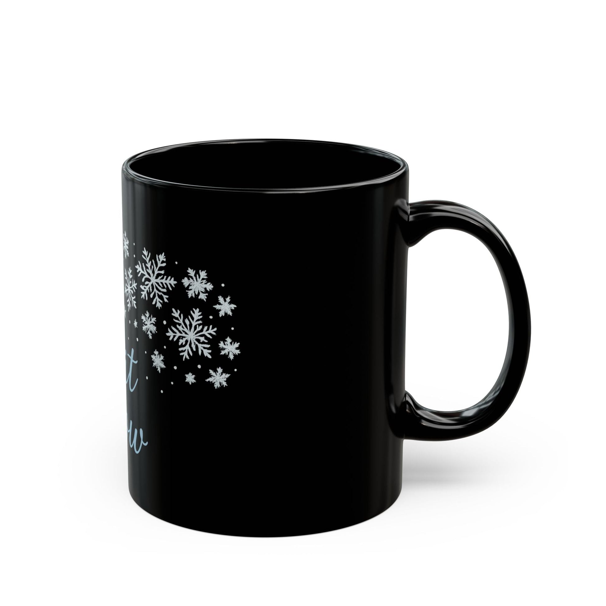 Winter Wonderland Black Mug - Let it Snow Ceramic Coffee Cup, Holiday Gift, Seasonal Drinkware, Snowflake Decor - Dassle